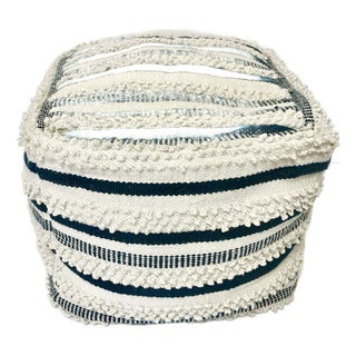 1980s Vintage Boho Chic Coastal Kilm Pouf Footstool For Sale