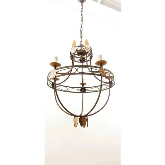 Black Medieval Wrought Iron Chandelier For Sale - Image 8 of 17