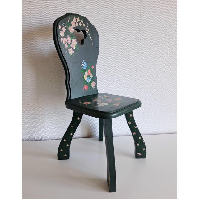 Pair of Vintage Hand-Painted Folk Art Chairs, Scandinavian Decorative Folk Chairs, Cottage Accent Chairs For Sale - Image 17 of 17
