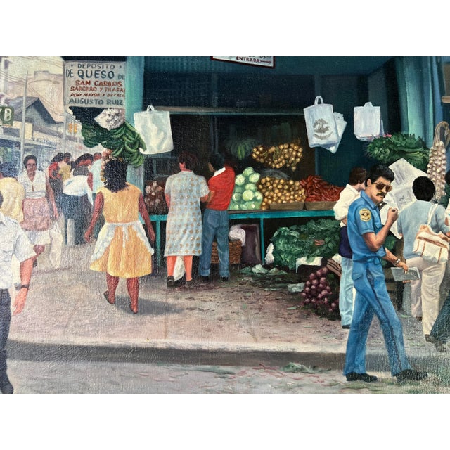 Blue 1980's Napoleon Havana Street Market Scene Oil Painting For Sale - Image 8 of 9