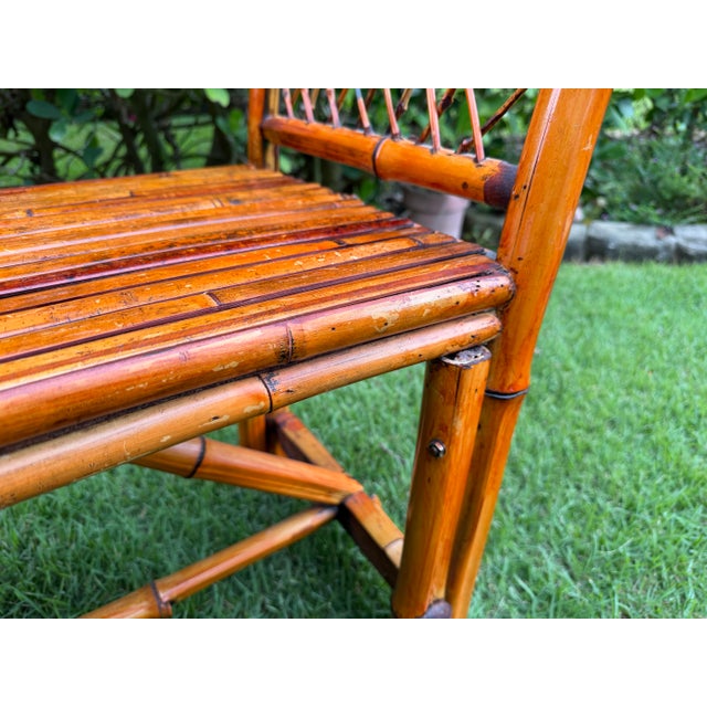 McGuire Vintage 54” Split Bamboo Hall Bench With Woven Cane Ends For Sale - Image 4 of 12