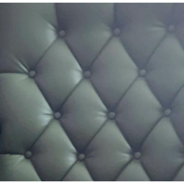 Bottle Green Mid 20th Century MCM Library Chair Moss Green Leather Blend/Woven Fabric With Button Tuft & Nailtacks, Swirled Arms, Dark Wood, Executives For Sale - Image 8 of 13