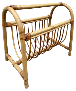 Mid-Century Rattan Magazine Rack, 1970s