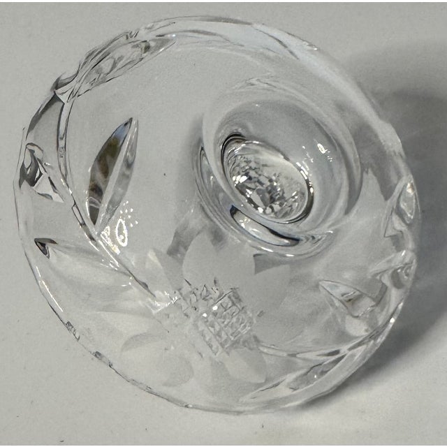 Glass Vintage Cut Crystal Ring Holder Dish – Floral Etched Glass Jewelry Stand For Sale - Image 7 of 9