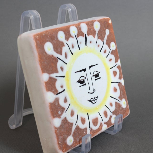 Ceramic Vintage French Decorative Wall Hanging Tile by Roger Capron, 1950s For Sale - Image 7 of 12