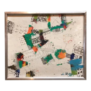 Yoshio Minomura, Japanese Modern Abstract 'Some Things of Value' Oil Painting