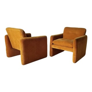 Ray Wilkes Style Postmodern Upholstered Lounge Chairs - a Pair For Sale