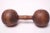 Circa 1940s, USA hand-carved dumbbell from one continuous piece of wood. Perfectly aged with rich patina / wear consistent...