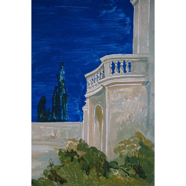 Paint Study for a Painting of a Classic Italian Garden Courtyard with Gate on Board For Sale - Image 7 of 8