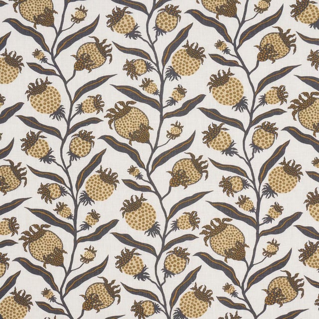 SAMPLE - Schumacher x Marian Mcevoy Thistle Vine Fabric In Black & Gold For Sale
