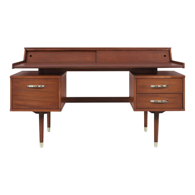 Mid-Century Modern "Biscayne" Floating Top Walnut Desk by Drexel For Sale