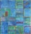 Mid-Century Modern Blue Squares Abstract Mixed Media Painting For Sale - Image 3 of 3