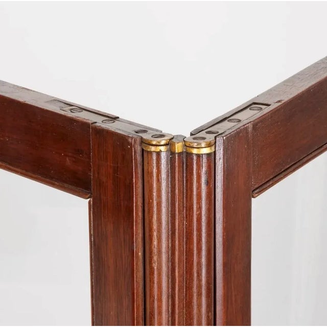 Traditional 19th Century, Edwardian Brass Mounted Mahogany 5 Panel Folding Screen For Sale - Image 3 of 5