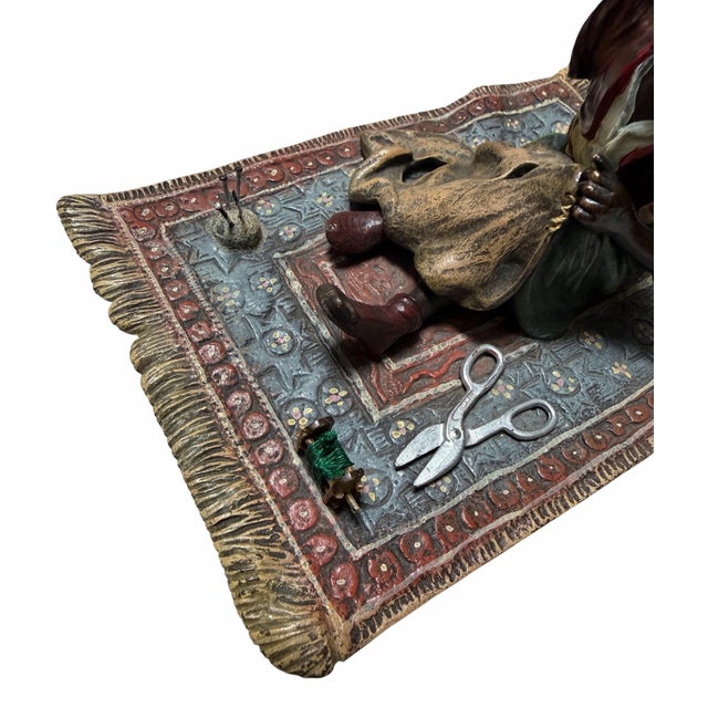 1910s Antique Vienna Bronze Sculpture a Man on Persian Rug by Franz Bergmann For Sale - Image 5 of 7