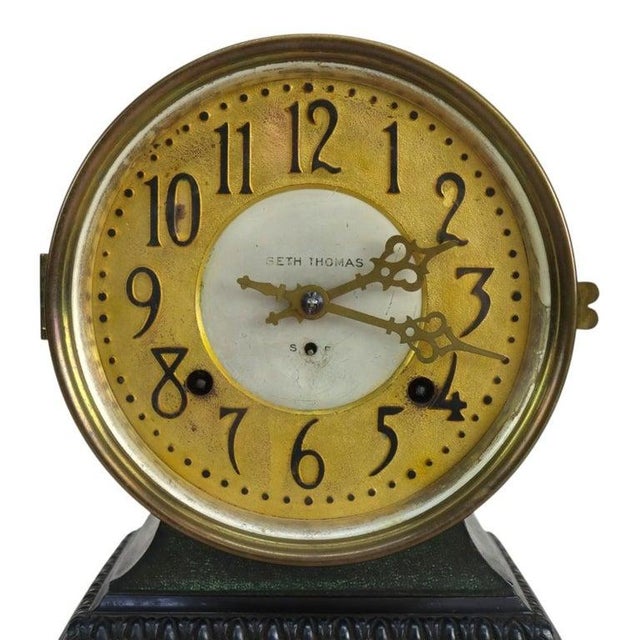 Seth Thomas Clock Company Seth Thomas “Grand Model” Copper & Brass Automatic 8-Day Alarm Clock C1920 For Sale - Image 4 of 11