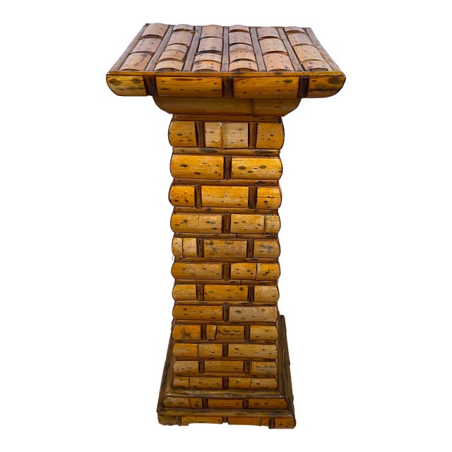 Hand-Crafted Bamboo Side Table, Coastal Chic MCM End Table For Sale