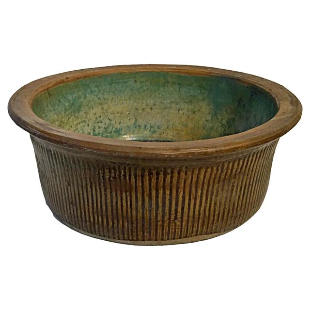 Green Tall Ceramic Bowl From Indonesia, Mid-20th Century For Sale - Image 8 of 8