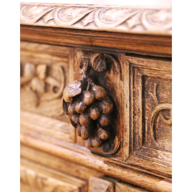 19th Century French Black Forest Carved Bleached Oak Buffet Cabinet For Sale - Image 14 of 18