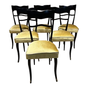 1950s Six Italian Ebonized Dining Chairs Style of Ico and Luisa Parisi