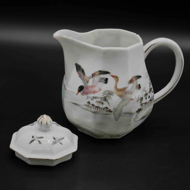 33 Piece Japanese Hand Painted Porcelain Tea Set Signed For Sale - Image 4 of 7