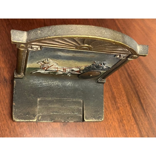 Metal Antique 19th Century Bradley & Hubbard Cast Iron Painted Bookend Horse & Carriage For Sale - Image 7 of 9