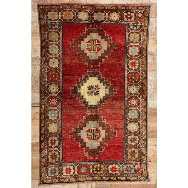 Vintage Red Turkish Oushak Rug - 04'03 X 06'10 For Sale - Image 9 of 9