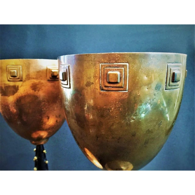 ABOUT This pair of challises is a rare example of the famous WMF early Jugendstil objects, famous among collectors for...