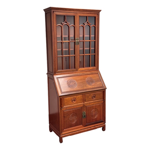 Chinese Rosewood Secretary Desk Cabinet, Circa 1970's For Sale