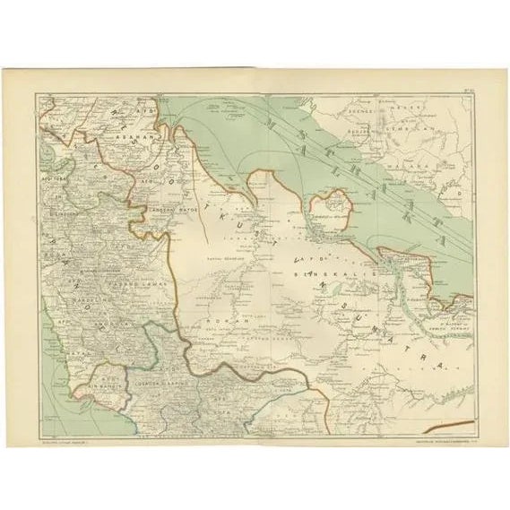 1900 - 1909 Antique Map of the East Coast of Sumatra, 1900 For Sale - Image 5 of 5