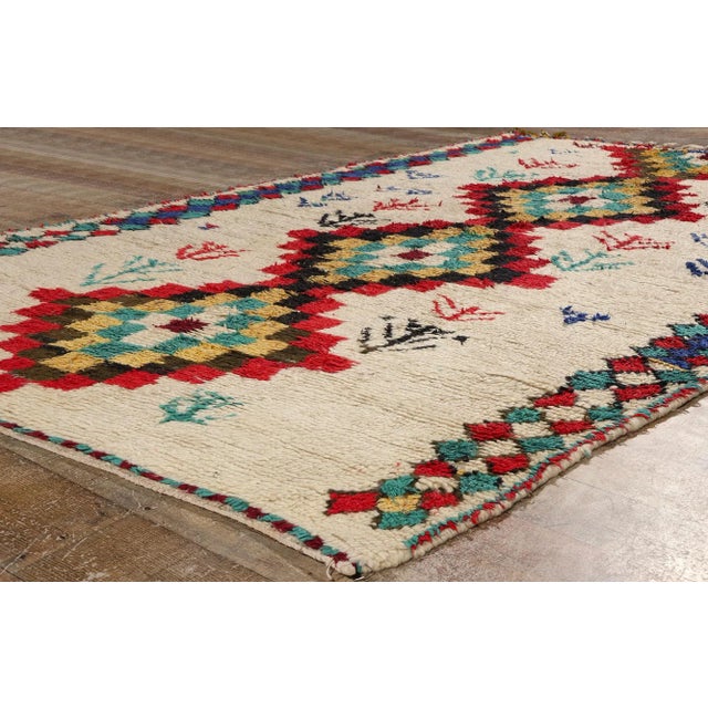Textile Colorful Vintage Moroccan Azilal Rug - 05'04 X 09'00 For Sale - Image 7 of 9