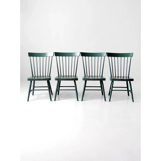 Vintage Painted Pine Dining Chairs Set 4 For Sale - Image 13 of 13