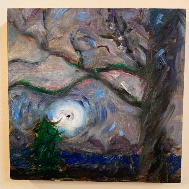 Burnt Umber "Blue Moon", Contemporary, Night Landscape, Oil Painting, by Van Ness For Sale - Image 8 of 8