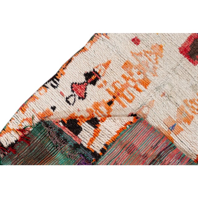 Tribal Vintage Tribal Ivory Moroccan Wool Scatter Rug For Sale - Image 3 of 10