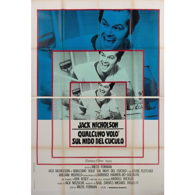 Vintage Italian One Flew Over the Cuckoos Nest Poster, 1975 For Sale - Image 6 of 7