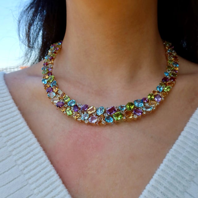 Nina Zhou Secret Garden Multi-Stone Statement Collar