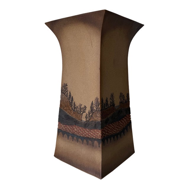 Vintage Ron Lederer Studio Pottery Sculptural Landscape Vase – Unsigned For Sale