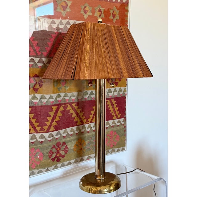 Paavo Tynell-Style Split Reed Table Lamp Organic Modern Brass Scandinavian-Style For Sale - Image 11 of 18