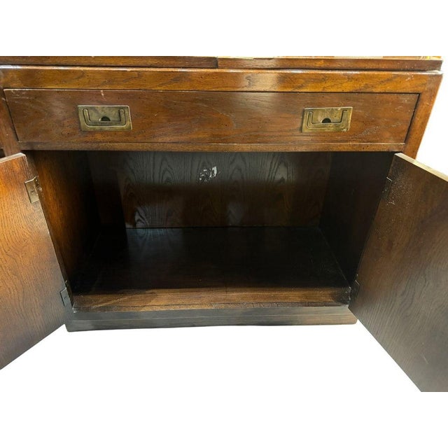 Dixie Furniture Campaign Style Flip-Top Server Bar Cabinet, 1970s For Sale In Miami - Image 6 of 11