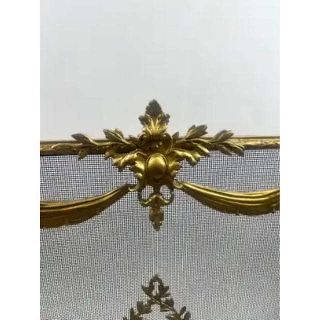 French Provincial Vintage French Provincial Louis XVI Style Brass Trifold Mesh Screen Fireplace For Sale - Image 3 of 13