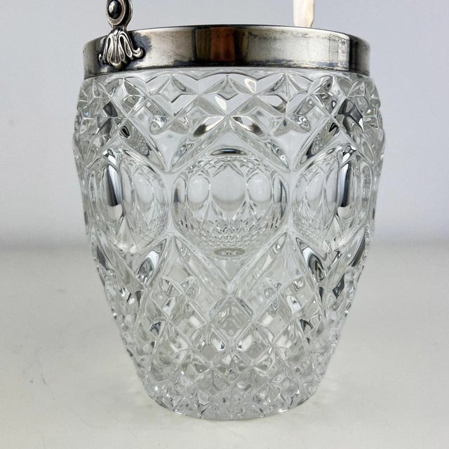 Vintage Italian Crystal and Silver Ice Bucket, 1940s For Sale - Image 6 of 10