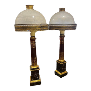 19th Century Regency Tole Oil Lamps Converted to Electric - a Pair
