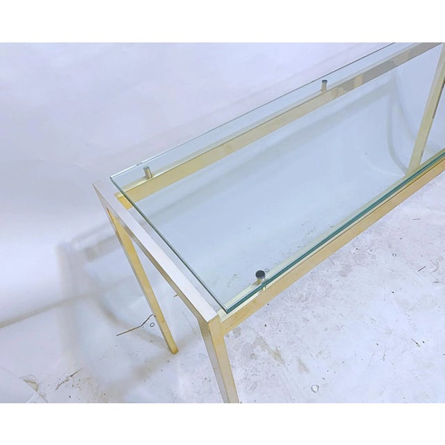 1970s Vintage Metal and Glass Console Table For Sale - Image 4 of 9