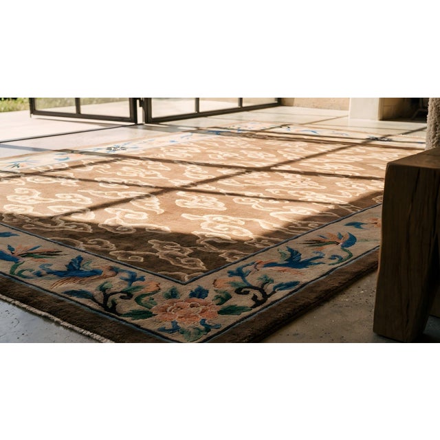 Camel Antique Chinese Peking Rug For Sale - Image 8 of 9