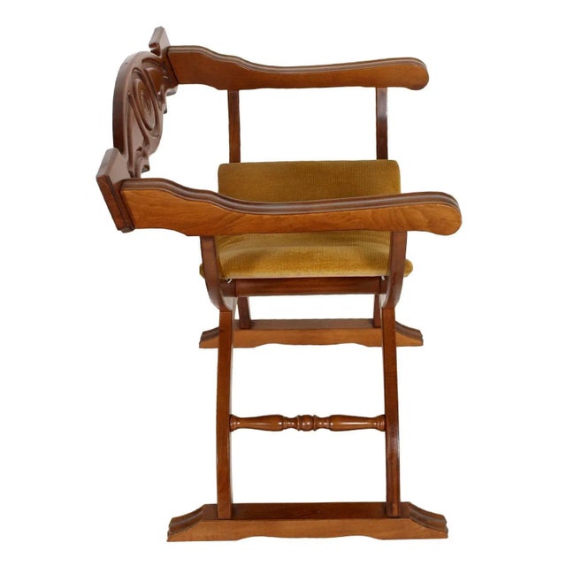 Mid-Century Modern Mid-Century Italian Walnut Savonarola Chair For Sale - Image 3 of 5