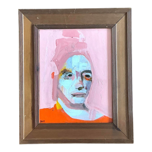 Vintage Original Abstract Figurative Oil Portrait on Canvas