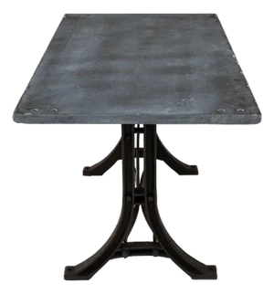 Industrial Table with Wrought Iron Legs and Stone Top, Antique, France, 20th Century