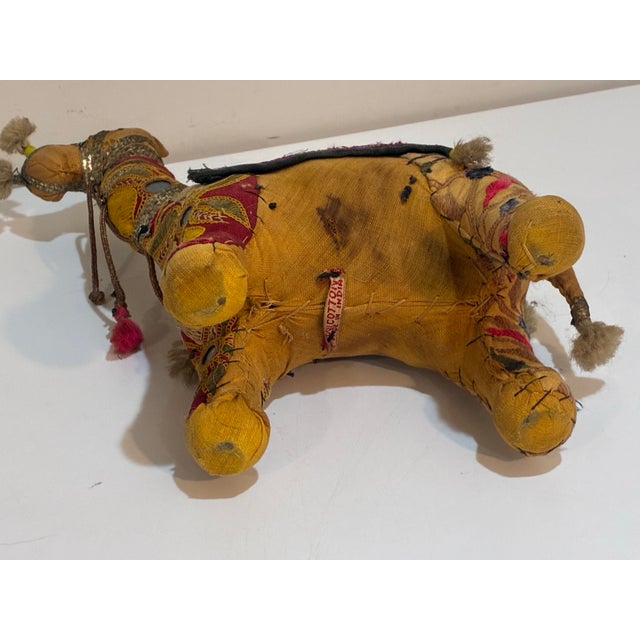 Mid-Century Indian Folk Art Elephant & Camel Pair | Handmade Shisha Embroidery | Rajasthan Textile Sculptures For Sale - Image 11 of 12