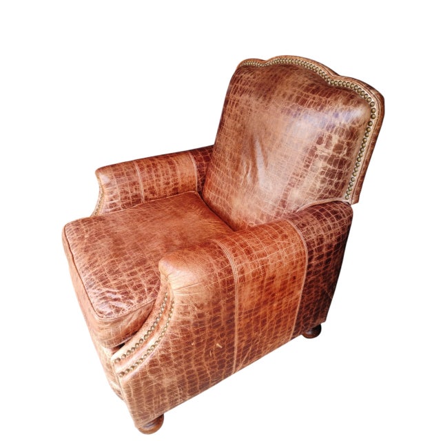 1990s Rare Genuine Leather Recliner- Blend of Western Sophistication & Modern Comfort. For Sale - Image 9 of 12