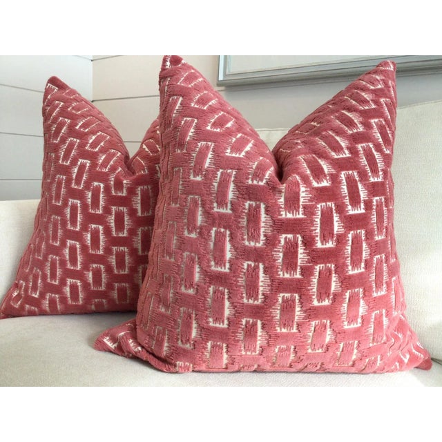 Art Deco Brunschwig and Fils "Chambord" Velvet in Rose Pillow + Single Cover For Sale - Image 3 of 3