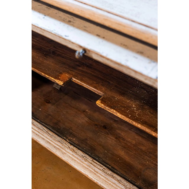 White Swedish Baroque, 1740s Painted Buffet with Carved Doors and Pull Out Drawer For Sale - Image 8 of 9